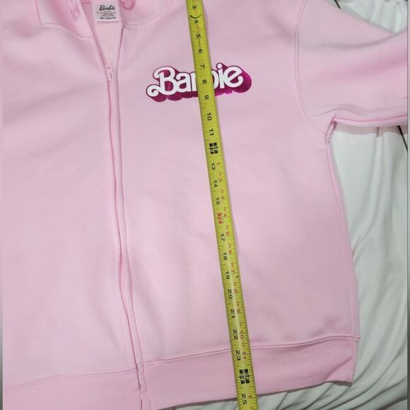 Mattel Juniors Barbie Metallic Print Zip-Front Hoodie, Size XL - Picture 8 of 11